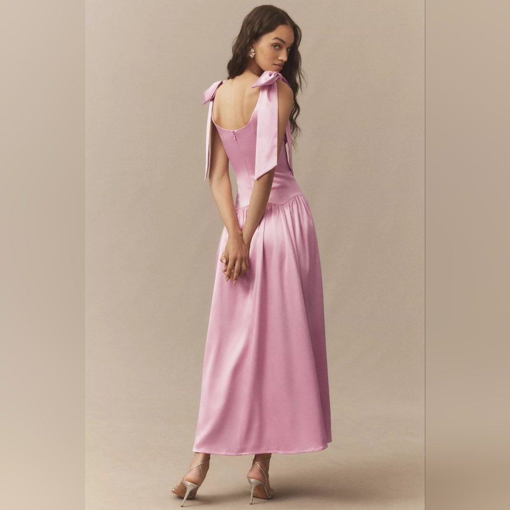 Hutch Ballerina Bow-Sleeve Drop-Waist Midi Dress - Picture 2 of 5